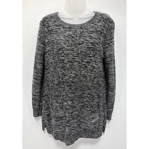 JEANNE PIERRE Knit Sweater Tunic Black & White Sz. Medium With Front Pockets